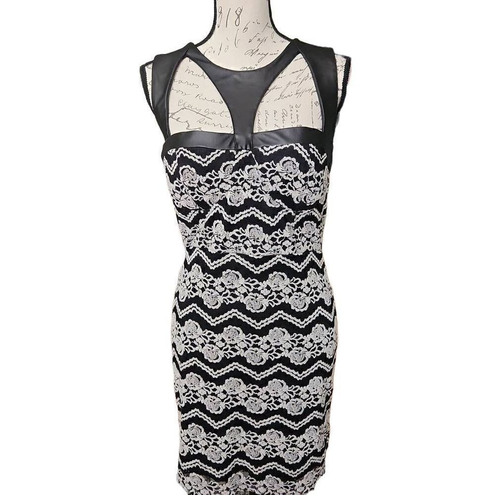 Material Girl Juniors Size XL Faux Leather Rose Pattern Form Fitting Dress